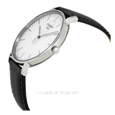 TISSOT T109.610.16.031.00 Black Silver Dial White Leather Strap